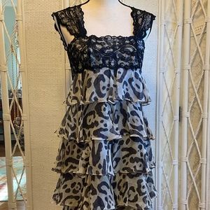 ANIMAL PRINT MARCHESA NOTTE BABY DOLL DRESS